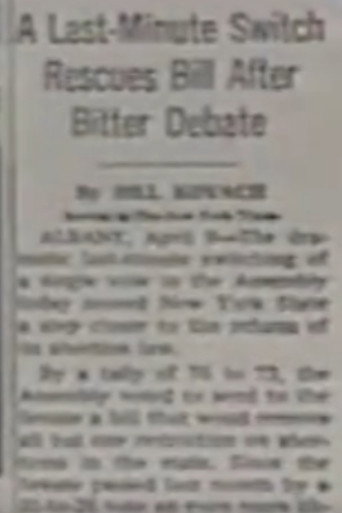 The legalisation of abortion in New York