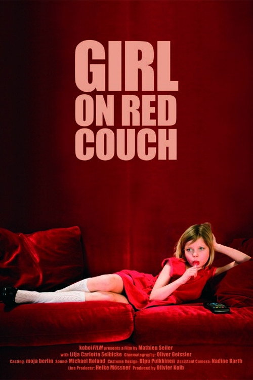 Girl on Red Couch Poster