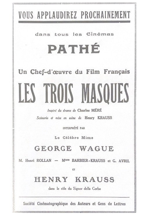 Les Trois masques Poster