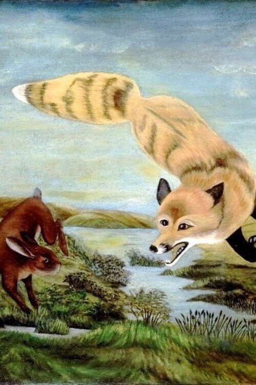 Renard et lapins Poster