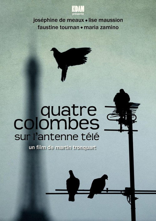 Quatre colombes sur l'antenne télé Poster