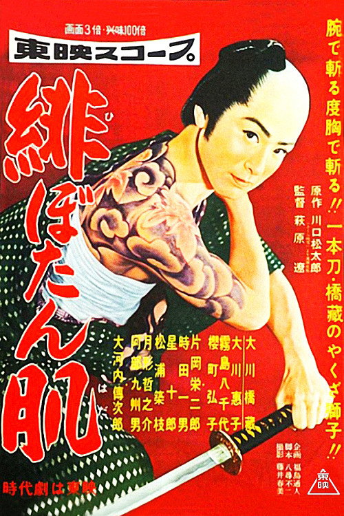 Red peonies on the skin Poster