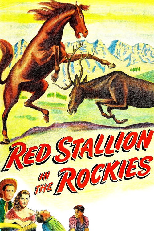Red Stallion In The Rockies Poster