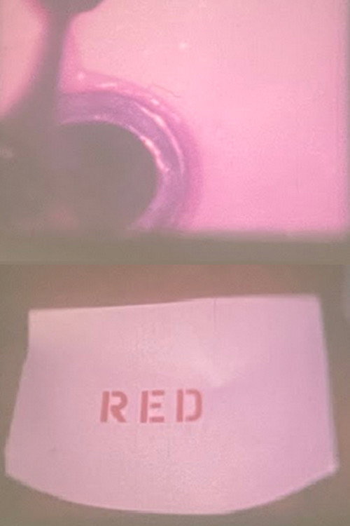 Red in Blue Letters Poster